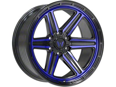 Western Wheels YR13 Gloss Black Blue Milling Spokes 6-Lug Wheel; 20x10; -12mm Offset (07-13 Sierra 1500)