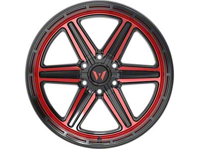 Western Wheels YR13 Gloss Black Red Milling Spokes 6-Lug Wheel; 20x10; -12mm Offset (07-13 Sierra 1500)