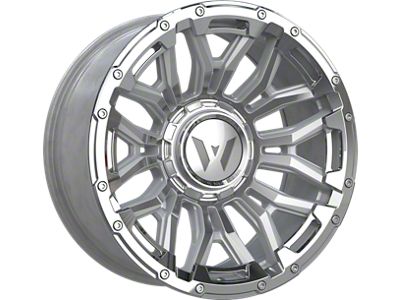 Western Wheels DR74 Silver Machined Face Chrome Insert Beadlock Floating Cap 6-Lug Wheel; 20x10; -12mm Offset (07-13 Silverado 1500)