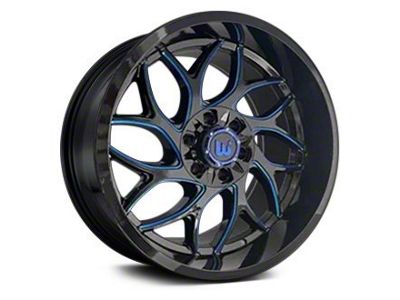 Western Wheels DUKE Gloss Black with Blue Milling 6-Lug Wheel; 20x10; -12mm Offset (07-13 Silverado 1500)