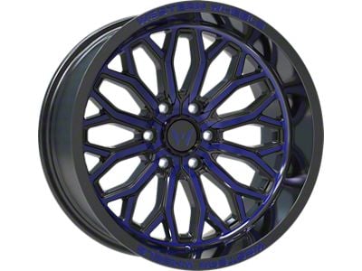 Western Wheels IR08 Gloss Black Blue Milling Spokes 6-Lug Wheel; 20x10; -12mm Offset (07-13 Silverado 1500)