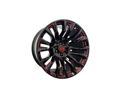 Western Wheels MAVERICK Gloss Black with Red Milling 6-Lug Wheel; 20x10; -12mm Offset (07-14 Yukon)