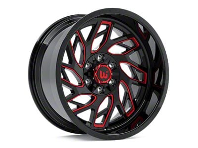 Western Wheels MS83 Gloss Black with Red Milling 6-Lug Wheel; 20x10; -12mm Offset (09-14 F-150)