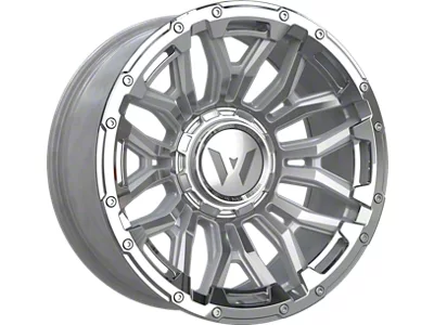 Western Wheels DR74 Silver Machined Face Chrome Insert Beadlock Floating Cap 6-Lug Wheel; 20x10; -12mm Offset (14-18 Sierra 1500)