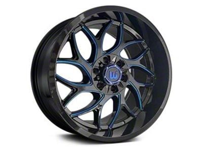 Western Wheels DUKE Gloss Black with Blue Milling 6-Lug Wheel; 20x10; -12mm Offset (15-20 F-150)