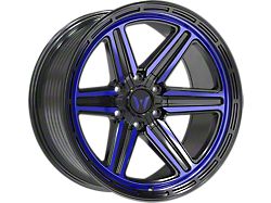 Western Wheels YR13 Gloss Black Blue Milling Spokes 6-Lug Wheel; 20x10; -12mm Offset (15-20 F-150)