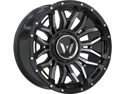 Western Wheels DR74 Black Machined Face Black Insert Beadlock Floating Cap 8-Lug Wheel; 20x10; -12mm Offset (17-22 F-250 Super Duty)