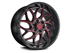 Western Wheels DUKE Gloss Black with Red Milling 8-Lug Wheel; 20x10; -12mm Offset (17-22 F-250 Super Duty)