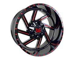 Western Wheels CACTUS Gloss Black with Red Milling Spokes and Spot 6-Lug Wheel; 22x12; -44mm Offset (19-23 Ranger)