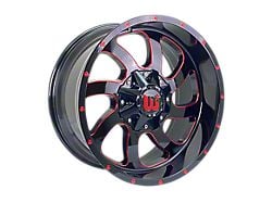 Western Wheels DUSTY Gloss Black with Red Milling Spokes and Spot 6-Lug Wheel; 20x10; -12mm Offset (99-06 Sierra 1500)