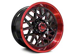 Western Wheels SAHARA Gloss Black with Red Lip 6-Lug Wheel; 22x12; -44mm Offset (99-06 Silverado 1500)