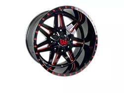 Western Wheels TRAIL2 Gloss Black with Red Milling Spokes and Spot 6-Lug Wheel; 20x12; -44mm Offset (99-06 Silverado 1500)