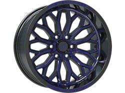 Western Wheels IR08 Gloss Black Blue Milling Spokes 6-Lug Wheel; 20x10; -12mm Offset (23-25 Canyon)