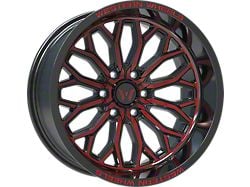 Western Wheels IR08 Gloss Black Red Milling Spokes 6-Lug Wheel; 20x10; -12mm Offset (23-25 Canyon)