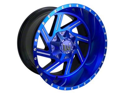 Western Wheels CACTUS Candy Blue with Silver Milling 5-Lug Wheel; 22x12; -44mm Offset (87-90 Dakota)