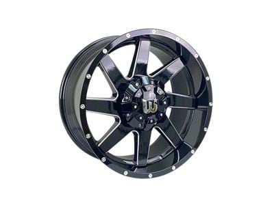 Western Wheels HUNTER Gloss Black with Side Milling and Spot 5-Lug Wheel; 20x10; -12mm Offset (05-11 Dakota)