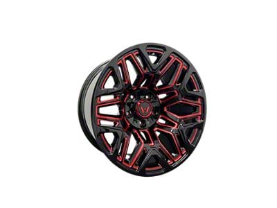 Western Wheels TUNDRA Gloss Black with Red Milling 5-Lug Wheel; 20x10; -24mm Offset (87-90 Dakota)