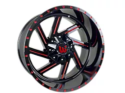 Western Wheels CACTUS Gloss Black with Red Milling Spokes and Spot 6-Lug Wheel; 22x12; -44mm Offset (21-25 F-150)