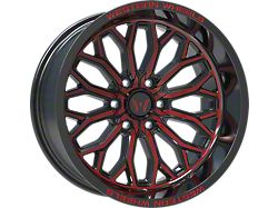 Western Wheels IR08 Gloss Black Red Milling Spokes 6-Lug Wheel; 20x10; -12mm Offset (19-25 RAM 1500)