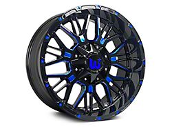 Western Wheels PAXTON Gloss Black with Blue Milling Spokes and Spot 6-Lug Wheel; 20x10; -12mm Offset (19-25 RAM 1500)