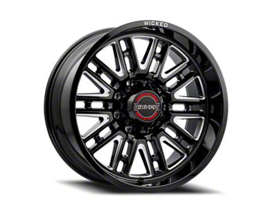 Wicked Offroad W937 Gloss Black Milled 8-Lug Wheel; 20x10; -19mm Offset (03-09 RAM 2500)