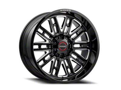 Wicked Offroad W937 Gloss Black Milled 6-Lug Wheel; 20x10; -19mm Offset (07-14 Yukon)