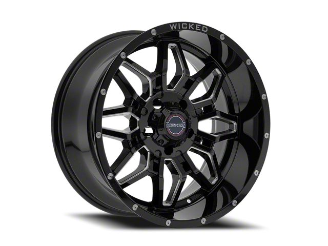 Wicked Offroad W909B Gloss Black Milled 8-Lug Wheel; 20x9; 0mm Offset (10-18 RAM 2500)