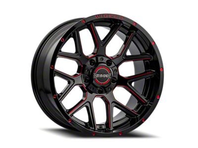 Wicked Offroad W903 Gloss Black Milled with Red Tint 6-Lug Wheel; 20x10; -19mm Offset (14-18 Silverado 1500)