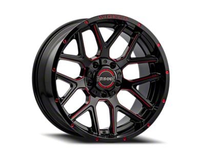 Wicked Offroad W903 Gloss Black Milled with Red Tint 6-Lug Wheel; 20x10; -19mm Offset (15-20 F-150)