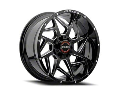 Wicked Offroad W932 Gloss Black Milled 6-Lug Wheel; 20x9; 0mm Offset (15-20 Tahoe)