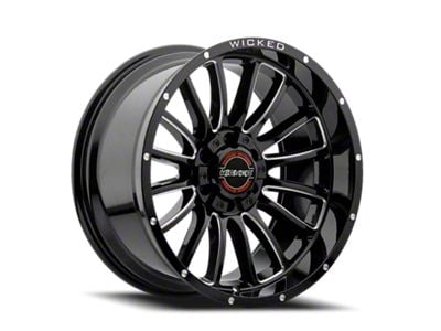 Wicked Offroad W908-B Gloss Black Milled 6-Lug Wheel; 20x10; -19mm Offset (15-20 Yukon)