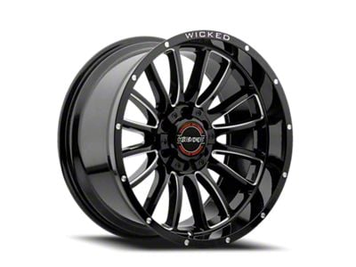 Wicked Offroad W908 Gloss Black Milled 6-Lug Wheel; 20x10; -19mm Offset (15-20 Yukon)