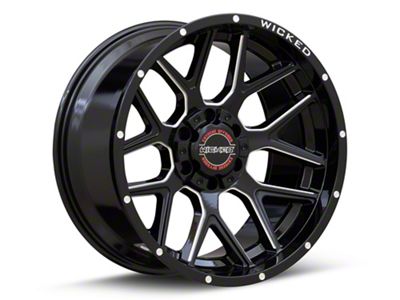 Wicked Offroad W903 Gloss Black Milled 6-Lug Wheel; 22x10; -19mm Offset (23-25 Canyon)