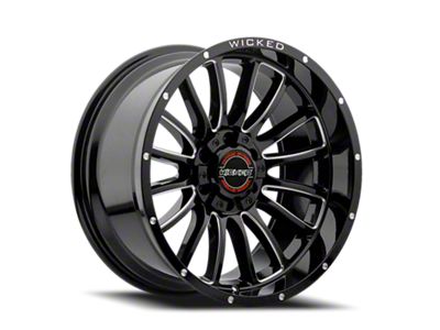 Wicked Offroad W908-B Gloss Black Milled 6-Lug Wheel; 20x10; -19mm Offset (23-25 Canyon)