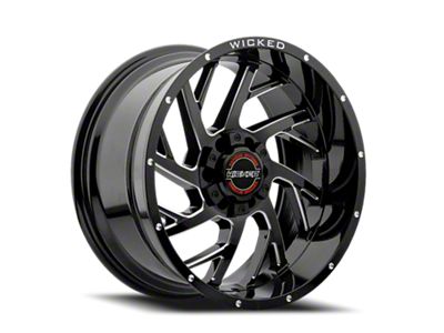 Wicked Offroad W930 Gloss Black Milled 6-Lug Wheel; 20x10; -19mm Offset (21-24 F-150)