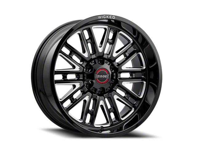 Wicked Offroad W937 Gloss Black Milled 6-Lug Wheel; 20x10; -19mm Offset (19-24 RAM 1500)