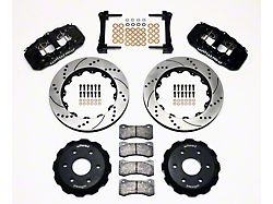 Wilwood AERO6 Front Big Brake Kit with Drilled and Slotted Rotors; Black Calipers (99-18 Sierra 1500)