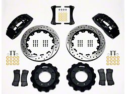 Wilwood TC6R Front Big Brake Kit with Drilled and Slotted Rotors; Black Calipers (99-18 Silverado 1500)