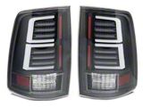 Sequential LED Tail Lights; Gloss Black Housing; Clear Lens (10-18 RAM 3500 w/ Factory Halogen Tail Lights)