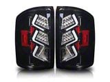 LED Tail Lights; Gloss Black Housing; Clear Lens (15-19 Sierra 3500 HD SRW)