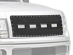 RedRock Wire Mesh Upper Grille Insert, Rivets and LED Lighting; Black (09-14 F-150, Excluding Raptor)