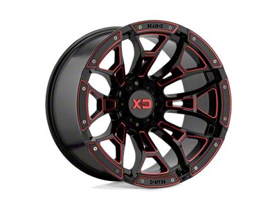 XD Boneyard Gloss Black Milled with Red Tint 8-Lug Wheel; 20x10; -18mm Offset (01-06 Sierra 2500 HD)