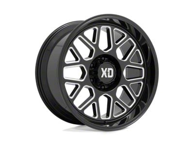 XD Grenade 2 Gloss Black Milled 8-Lug Wheel; 22x12; -44mm Offset (01-06 Sierra 2500 HD)