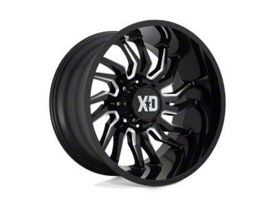 XD Tension Gloss Black Milled 8-Lug Wheel; 22x12; -44mm Offset (01-06 Sierra 2500 HD)