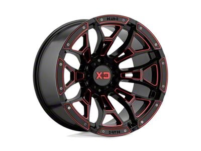 XD Boneyard Gloss Black Milled with Red Tint 8-Lug Wheel; 20x10; -18mm Offset (01-06 Sierra 3500 HD SRW)