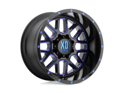 XD Grenade Satin Black Milled with Blue Clear Coat 8-Lug Wheel; 20x12; -44mm Offset (01-06 Sierra 3500 HD SRW)