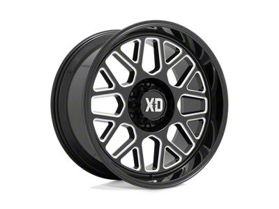 XD Grenade 2 Gloss Black Milled 8-Lug Wheel; 22x10; -18mm Offset (01-06 Silverado 2500 HD)