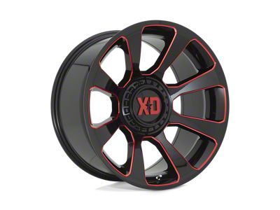 XD Reactor Gloss Black Milled with Red Tint 5-Lug Wheel; 20x9; 0mm Offset (02-08 RAM 1500, Excluding Mega Cab)