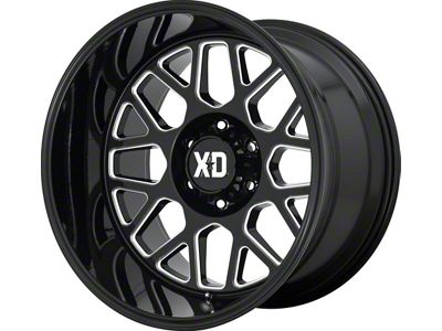 XD Grenade 2 Gloss Black Milled 8-Lug Wheel; 22x12; -44mm Offset (03-09 RAM 3500 SRW)