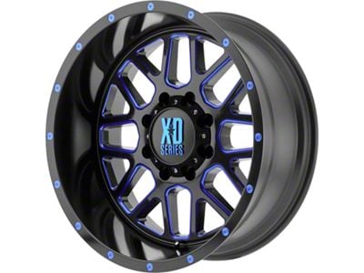 XD Grenade Satin Black Milled with Blue Clear Coat 8-Lug Wheel; 20x12; -44mm Offset (03-09 RAM 3500 SRW)